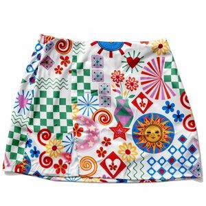 SHEIN Colorful Patterned Mini Skirt